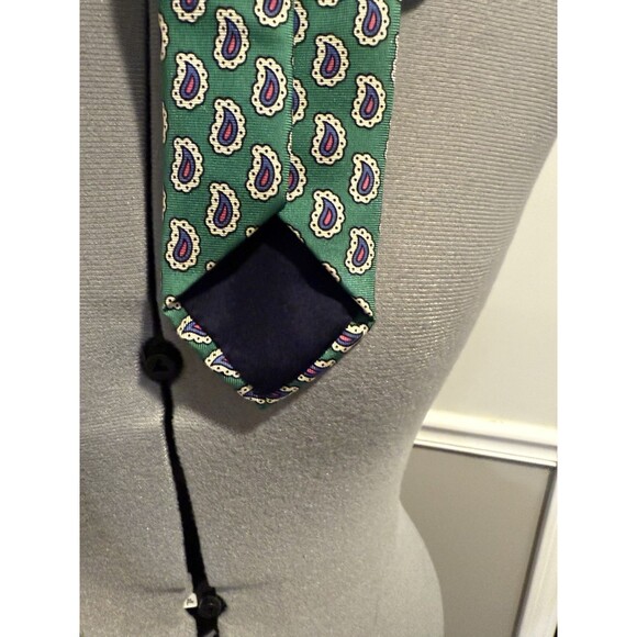 Polo Ralph Lauren Vintage Silk Tie!  Green Paisley‎    ITALY - Picture 3 of 4